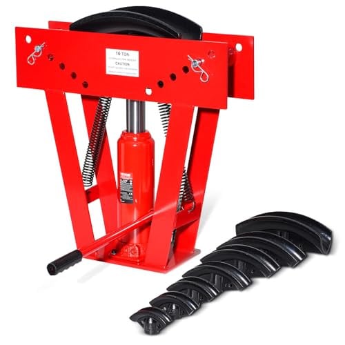 VEVOR Hydraulische pijpenbuigmachine, 16 ton, met 8 matrijzen, rood, voor diverse metalen