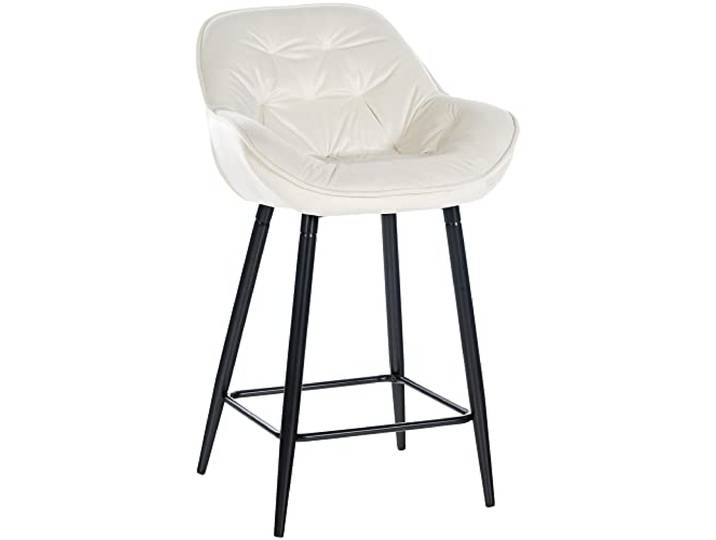 CLP Barhocker Gibson I Gepolsterter Tresenstuhl Mit Fußstütze, Farbe: Creme, Material: Samt