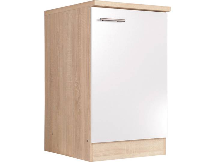 Spülenunterschrank, Eiche & Weiß, 50x84.8x60 cm, Metall, Seitenverkehrt Montierbar & Einzeln Stellbar, Küchen