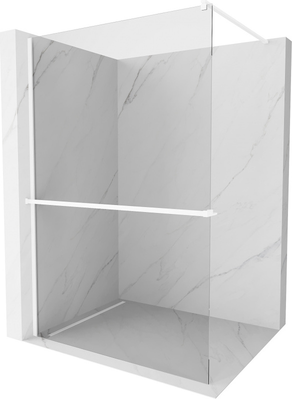 Mexen Kioto+ Duschwand mit Ablage Walk-in 140 x 200 cm, transparent, weiß - 800-140-121-20-00