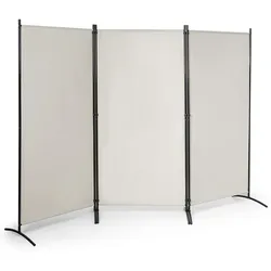 COSTWAY Raumteiler mit verstellbaren Untersetzern, Trennwand Paravent Wand Sichtschutz Wandschirm Beige, 3-teiliger
