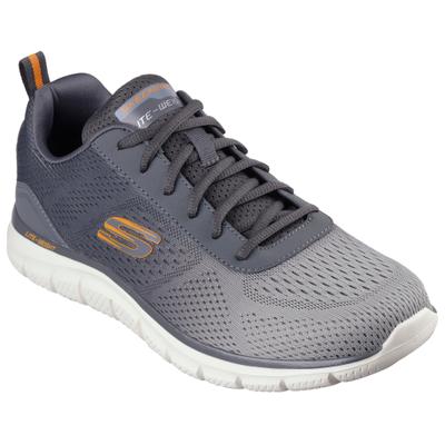 Sneaker SKECHERS "TRACK-RIPKENT", Herren, Gr. 45, Textil, grün (oliv, grau), Synthetik, Textil, Schuhe Sneaker, Freizeitschuh, Halbschuh, Schnürschuhin veganer Verarbeitung