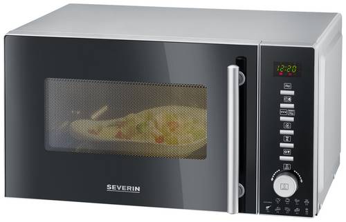 Severin MW 7773 Mikrowelle Schwarz/Silber 800W Heißluft-Funktion, Grillfunktion