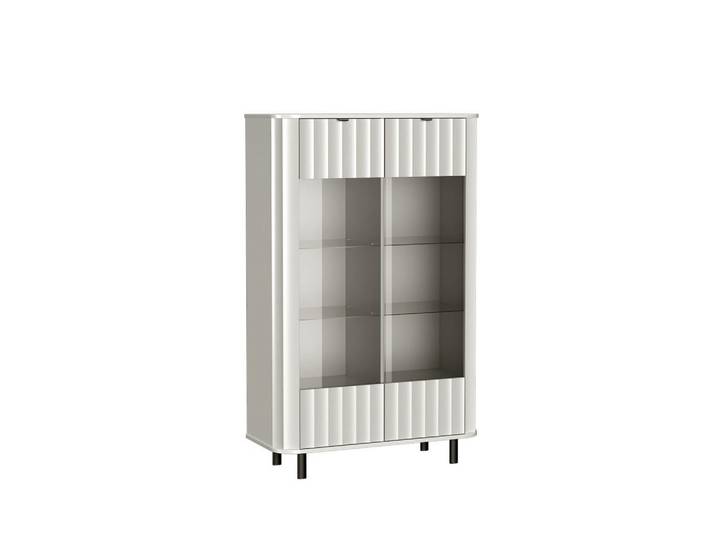 Masseno Vitrine Moderno 200 / 98,3 cm in Weiß, 98.3x200x40.5 cm, Esszimmer, Vitrinen, Vitrinenschränke