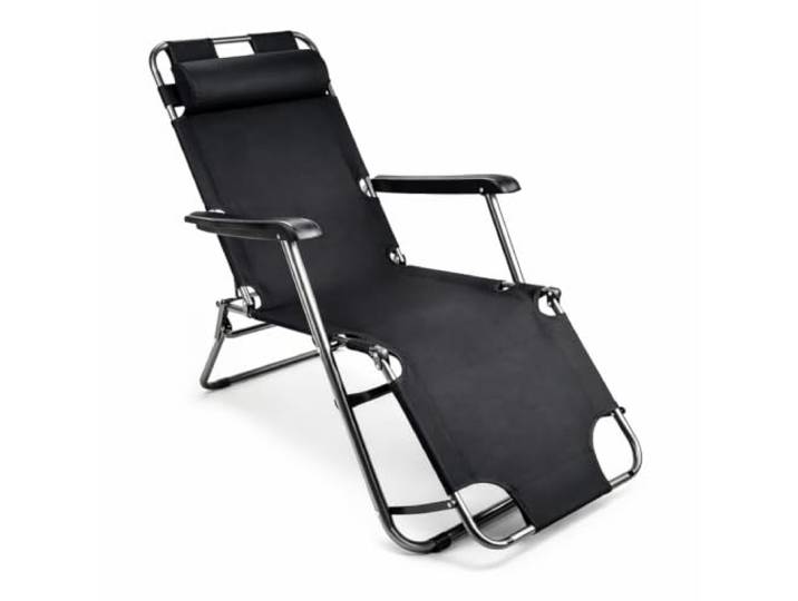 VCM Sonnenliege Schwarz 60x153x27 cm Stahl Textilene klappbar Garten