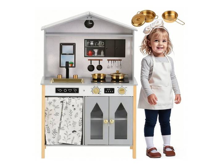 Fine Life Pro Kleinküche Kinderküche 28,5×60×92 cm Grau, 1 Küche, Grau, Kinderzimmer