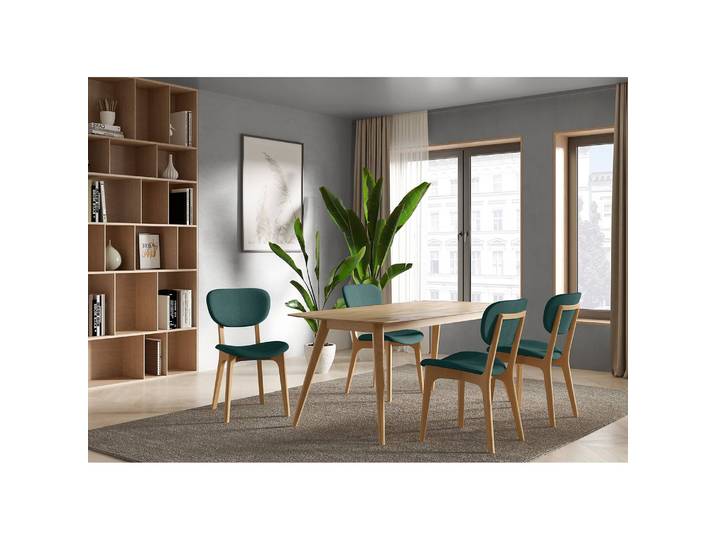 Polsterstuhl Nadir 2er-Set 50 x 88 x 62cm Türkis/Dunkelgrün Buche Hell