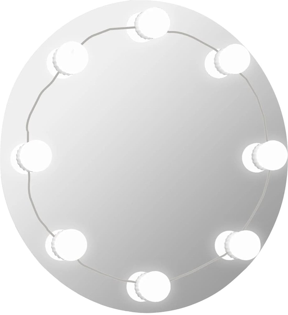 vidaXL Wandspiegel met LED-verlichting, rond, zonder lijst