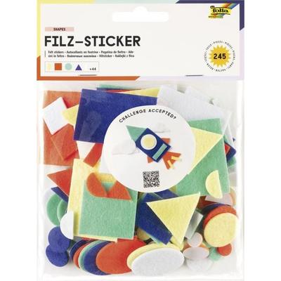 Folia Filz-Sticker FORMEN, 245 Teile selbstklebend, farbig sortiert