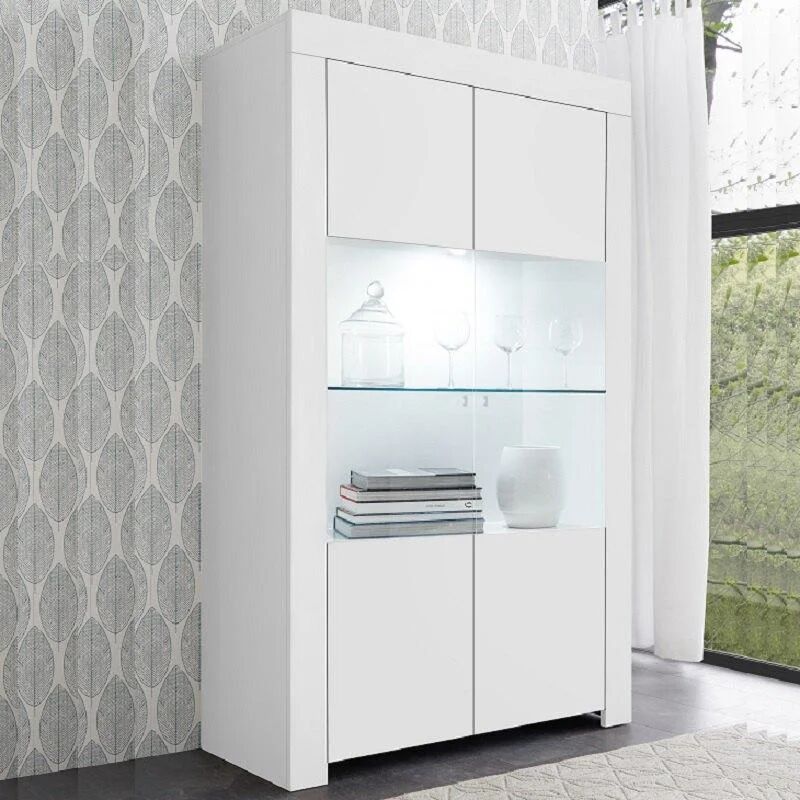 garneroarredamenti Vetrinetta 110x186h cm 2 ante moderno bianco opaco Halston