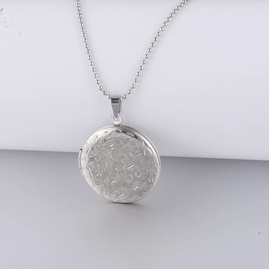 INF Collier médaillon rond à motif vintage, chaîne de 45 cm