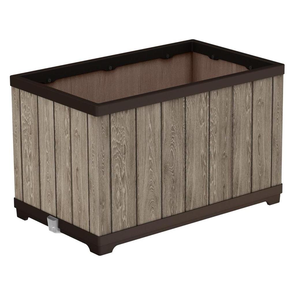 Keter Rechteckiger Pflanzkübel Deco, Bewässerungssystem, Holzfinish, 79x48x16,5 (79 x 48 x 16.50 cm) (67019782)