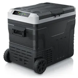 Brandson Elektrische Kühlbox Kompressor Kühlbox, bis – 20°C, ECO Modus, 46 L, für Auto & Haus, 46 l, 2-Zonen, -20°C Tiefkühlung, ECO, Trolley, Batteriewächter, LED-Display
