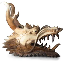 Live Size Dragon Head Carving  - 30cm