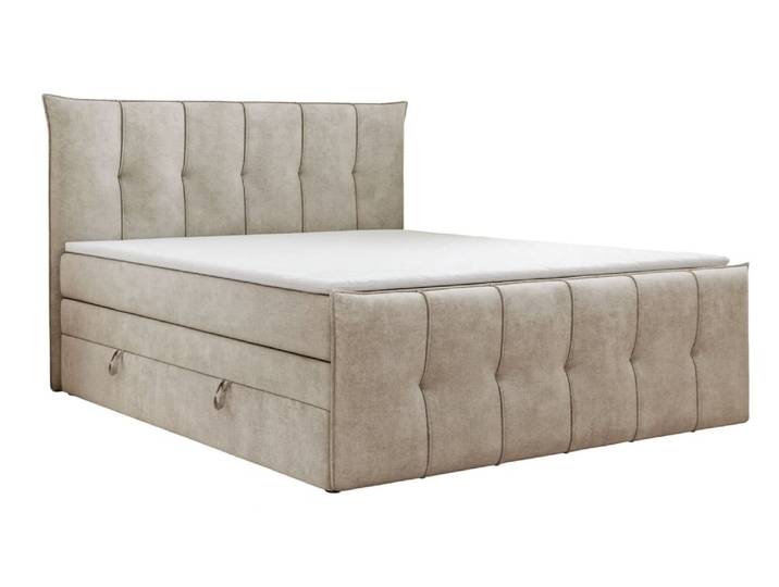 Lit continental avec rangement, beige, 140x200 cm