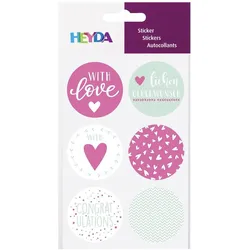 6x Heyda, Sticker, Geschenke-Sticker "Love", Durchmesser: 40 mm (1 Sticker)