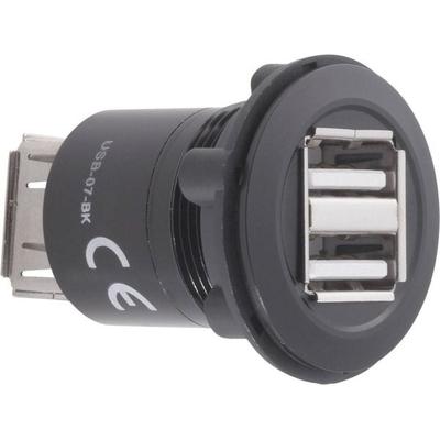 TRU COMPONENTS USB-07-BK USB-Doppeleinbaubuchse 2.0 Buchse, Einbau, Adapter 2 x USB-Buchse Typ A auf 2 x USB-Buchse Typ A Inhalt: 1 St.