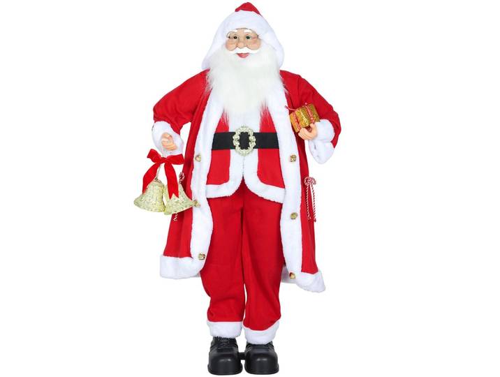 WEIHNACHTSMANN 1,15 m stehende Weihnachtsmann mit Geschenk- und Weihnachtsglock