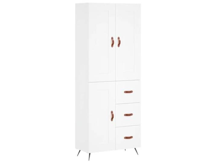 HGFDVCMR Highboard Weiß 69,5x34x180 cm Holzwerkstoff Schrank Eleganter Beistellschrank für Wohnzimmer und Flur, zweiteilige Kombination mit Türen und Metallfüßen für viel Stauraum.