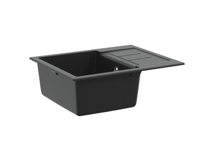 Xhnifbn Küchenspüle Schwarz 620 x 500 mm Quarz Verbundstein Einbauspüle Hitzebeständig bis 280 °C für die moderne Küche: Fleckenresistente Spüle inklusive passendem Abflussfilter und Zubehör.
