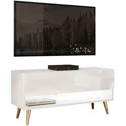 TV-SCHRANK CALANTE 90 cm auf schrägen goldenen Chrom-Beinen
