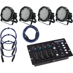 Showlite FLP-144 Scheinwerfer 4 x Set inkl. DMX Controller & Kabel
