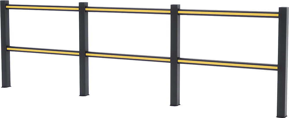 Schutzgeländer Flex Impact® HD Light, schwarze Pfosten - schwarz/gelb gestreift, Breite 3750 mm Boplan