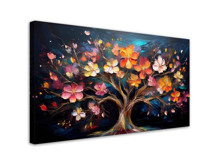 Feeby Wandbild Bunter Baum des Lebens-Abstrakt Natur 120x60cm, Mehrfarbig, Baum/Pflanze/Natur, Rechteckig, 120x60 cm, Bilder & Rahmen, Bilder, Leinwandbilder