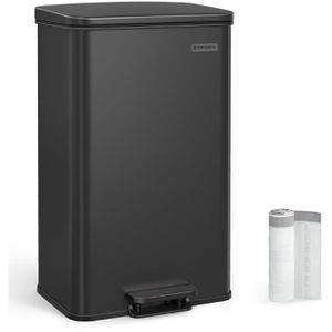 Songmics Mülleimer LTB540B4002 , schwarz, aus Metall, 40 Liter