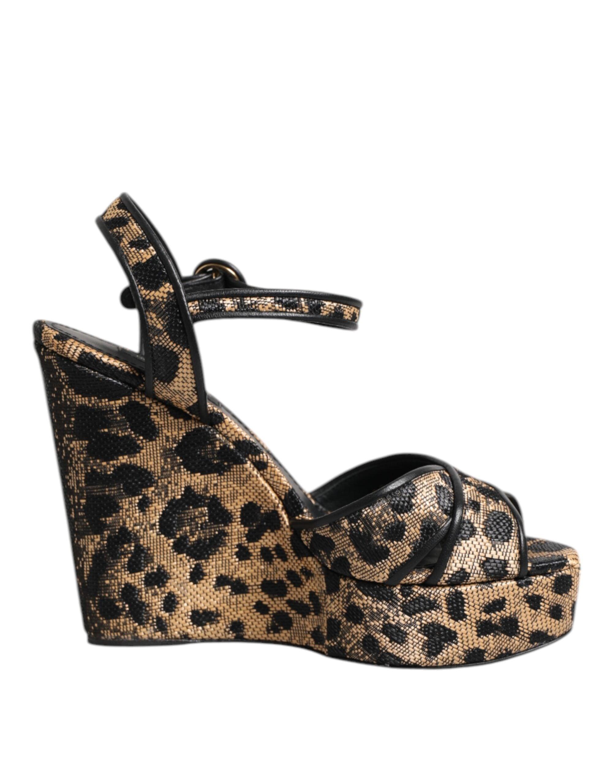 Dolce & Gabbana Bruine Luipaard Wedges Enkelsandalen Schoenen