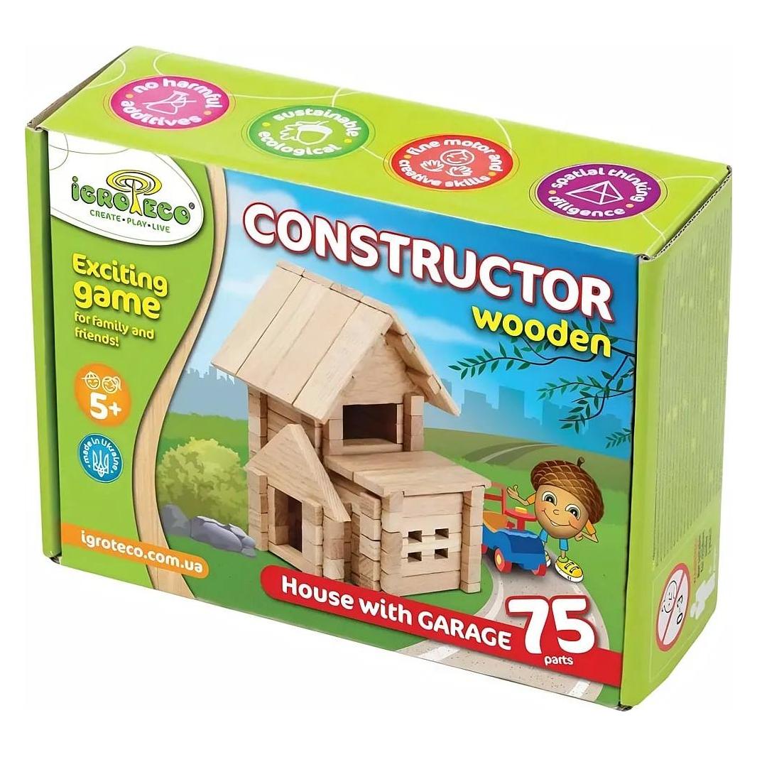 Igroteco wooden constructor, House with garage, 75 details (900118)