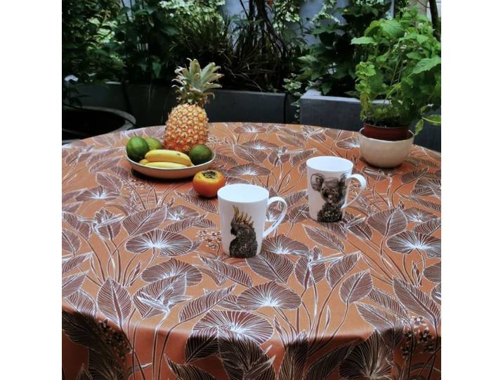 Nappe enduite marron ronde diam 160 cm