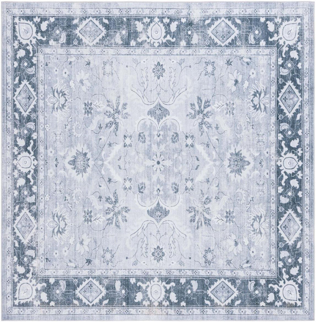 Blue Elephant Arizona Bohemian Machine Washable Non-Slip Area Rug in Blue/Gray Grey;Blue Square 183cm