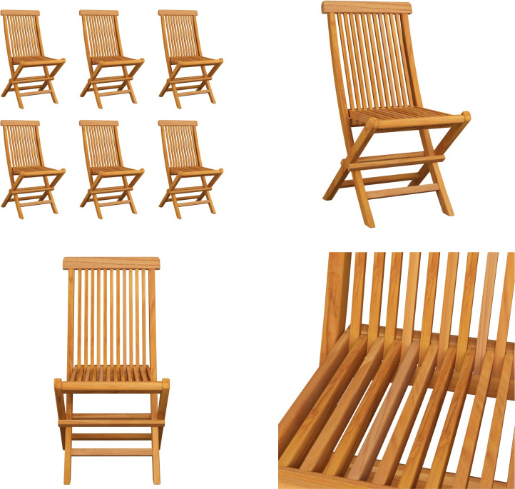 vidaXL Klappbare Gartenstühle 6 Stk. Massivholz Teak - Gartenstuhl - Gartenstühle - Holz-Gartenstuhl - Holz-Gartenstühle