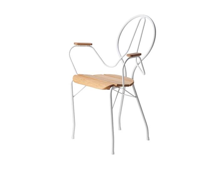 Gärsnäs Fauteuil Pia Structure en acier laqué blanc - chêne huilé
