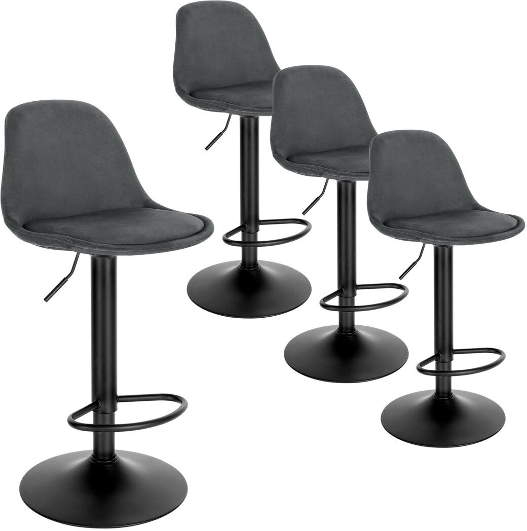 Rio Aljosha Swivel Yes Velvet Yes Bar Stool with Steel Frame Dark Grey 4