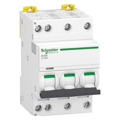 Schneider Electric Acti9 iC40N Automatsikring 3P + N, 10A, C-karakteristik (A9P54710)