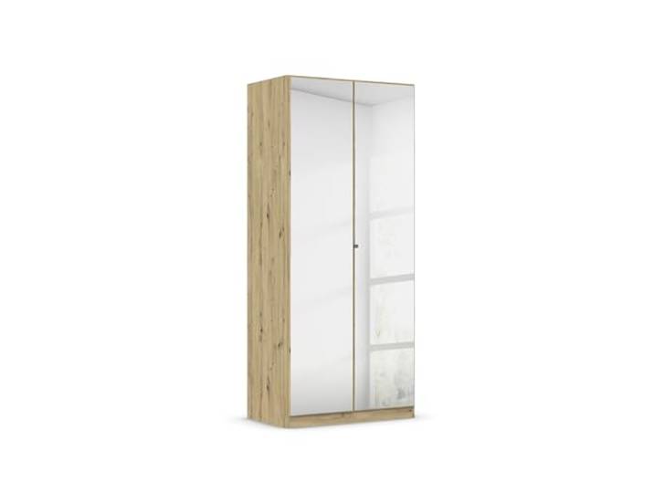 Rauch Möbel Reflect, Kleiderschrank, Farbe Eiche Artisan, Breite 91 cm Schrank, 2-türig, mit Spiegel, Zubehör Classic, für Schlafzimmer, Kinderzimmer, Studentenwohnung, Garderobe, Flur