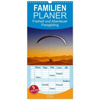 Familienplaner 2026 - Freiheit und Abenteuer - Paragliding mit 5 Spalten (Wandkalender, 21 x 45 cm) CALVENDO
