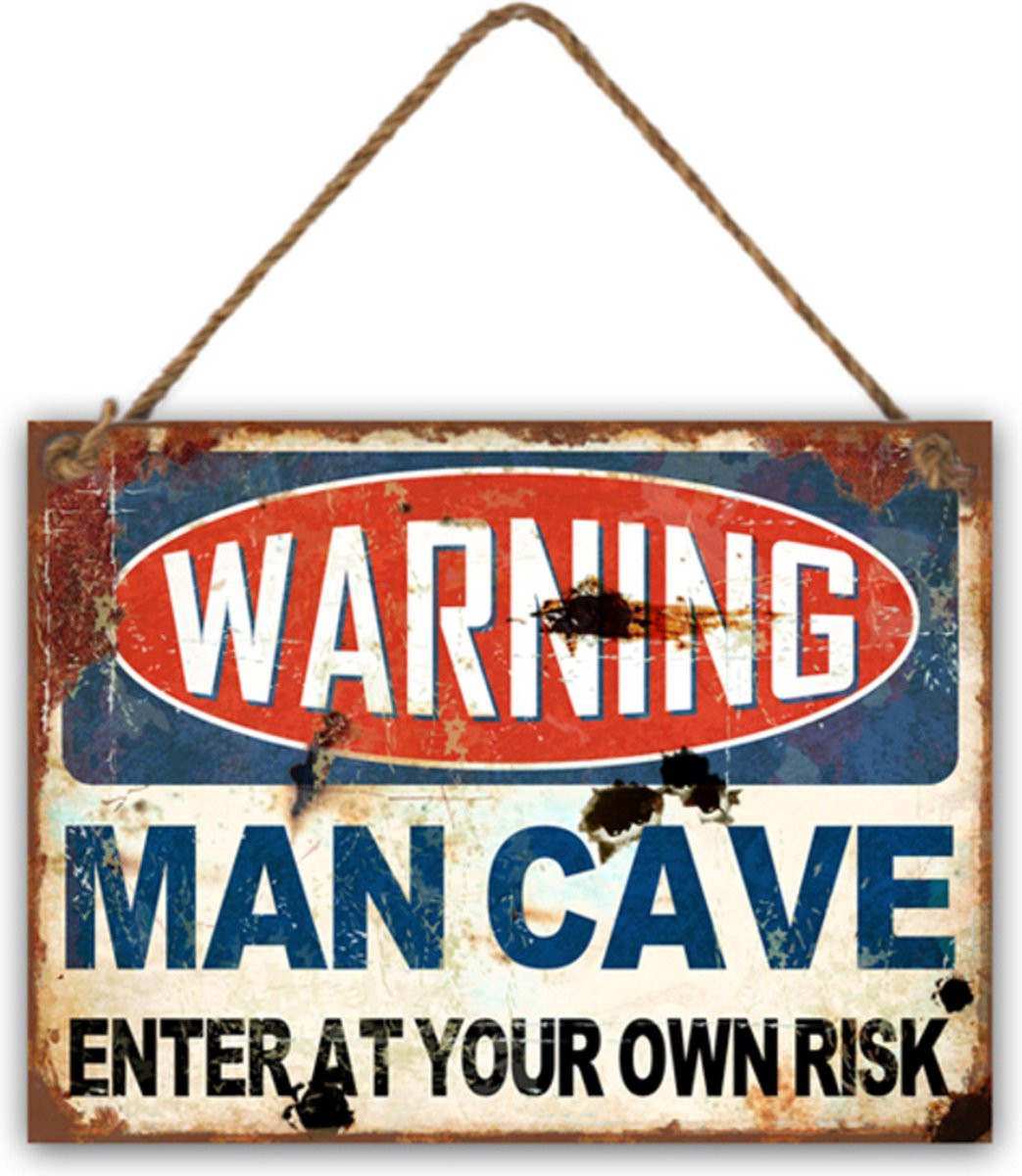 Teksten Metal Wall Hanger Mancave Wanddecoratie 30 x 40 cm