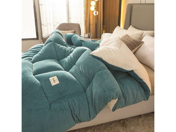 Couette Double Épaisse en Laine de Cachemire d'Agneau, Couverture Très Chaude pour le Dîner au Lit Double, En220x240