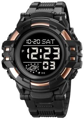 Everyday Crate SKMEI 2003 Digital Sports Watch 50M Waterproof Mens Watch With Dual Time Countdown And EL Backlight rose Gold Black Machine
