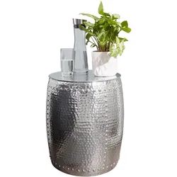BEISTELLTISCH Aluminium Orientalisch Hammerschlag ENNS, Silber 42x42x49 cm