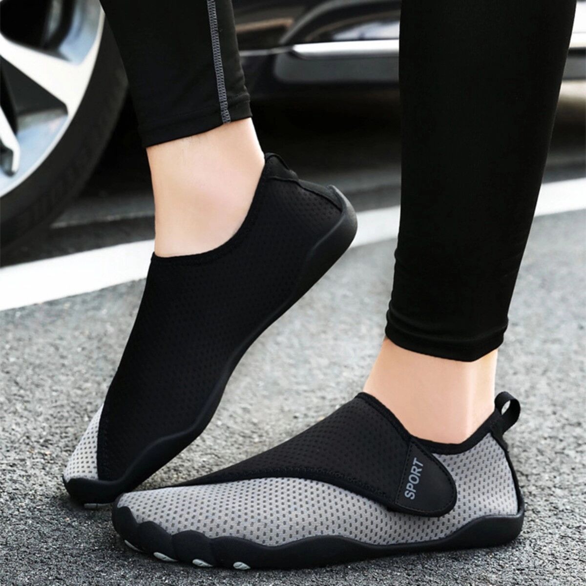 INF Strand-Wasserschuhe – leichte Gummi- und Lycra-Schuhe mit schneller Entwässerung und rutschfester Sohle zum Watten, 40