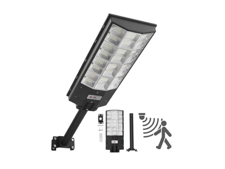 VEVOR Lampadaire Solaire Extérieur 8000 W Projecteur LED Solaire 450000 lm pour Parking Jardin Cour\, avec Détecteur de Mouvement\, Télécommande\, Éclairage du Crépuscule à l'Aube\, Étanche IP65\, Lot de 1