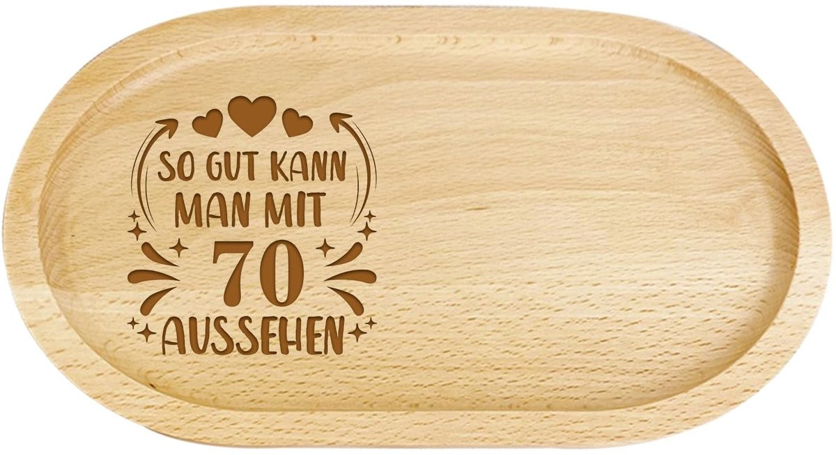 Cosensi Houten Dienblad Ovaal - 70ste Verjaardag Cadeau