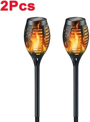 Quick Pick Pro Solar Flame Torch Lights With LED Flickering Flame Waterproof Outdoor Garden Path Lights 2pcs