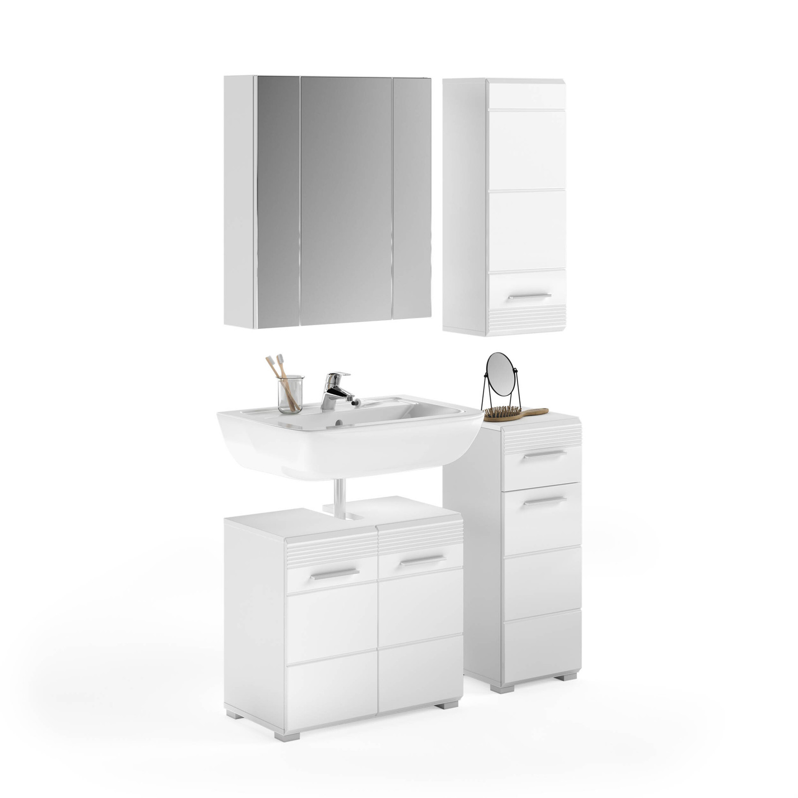 Linus badkamer L8 wit hoogglans wandmeubel