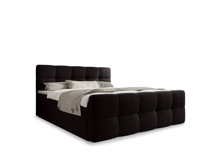 Lit coffre + matelas 180x200cm en bouclette noir