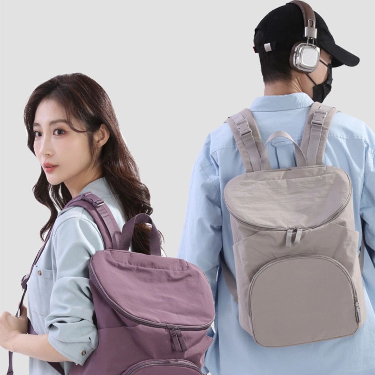INF Nylon Oxford Mehrfachfach Rucksack — wasserabweisend, 16-inch Laptopfach, Trolley-Sleeve Grau